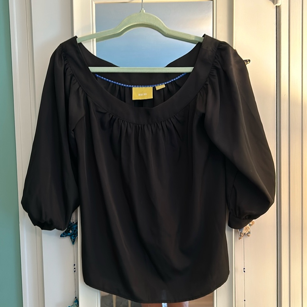Maeve off shoulder satiny polyester? Top XS
